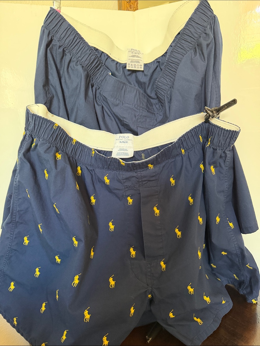 2 pairs Polo by Ralph Lauren Navy Shorts with Yellow Pony Embroidery xl perfect